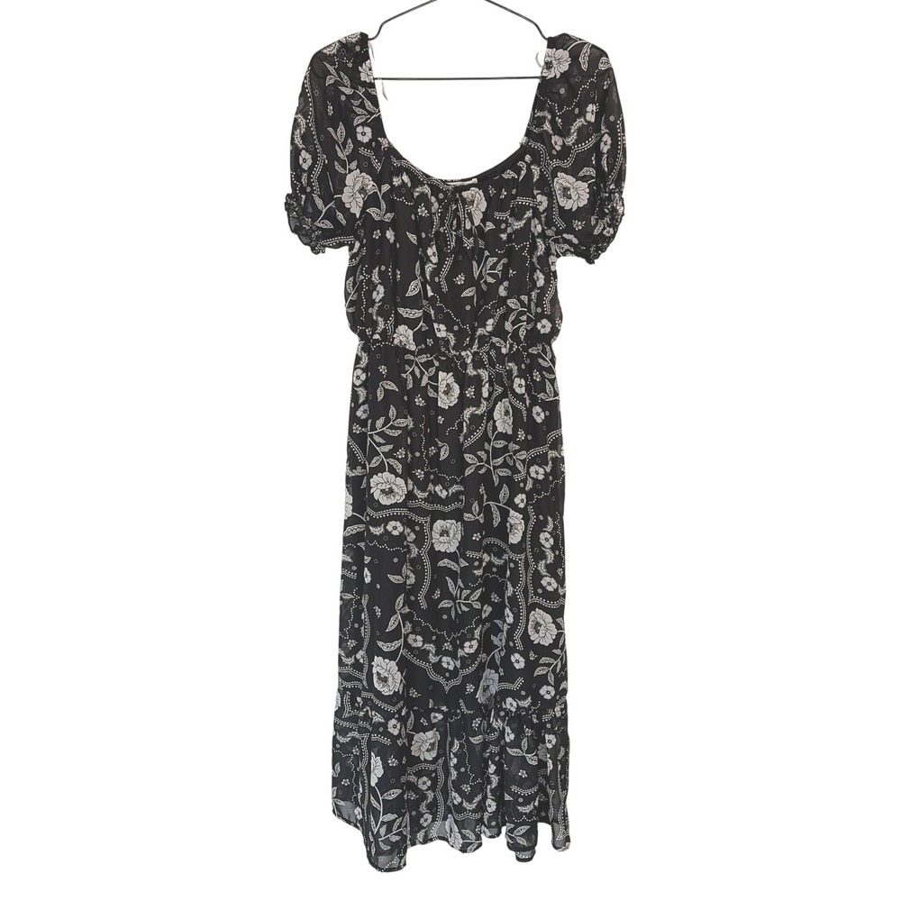 Womens Tiered Peasant Cottagecore Midi Dress Floral Paisley XXL Boho - Picture 1 of 9